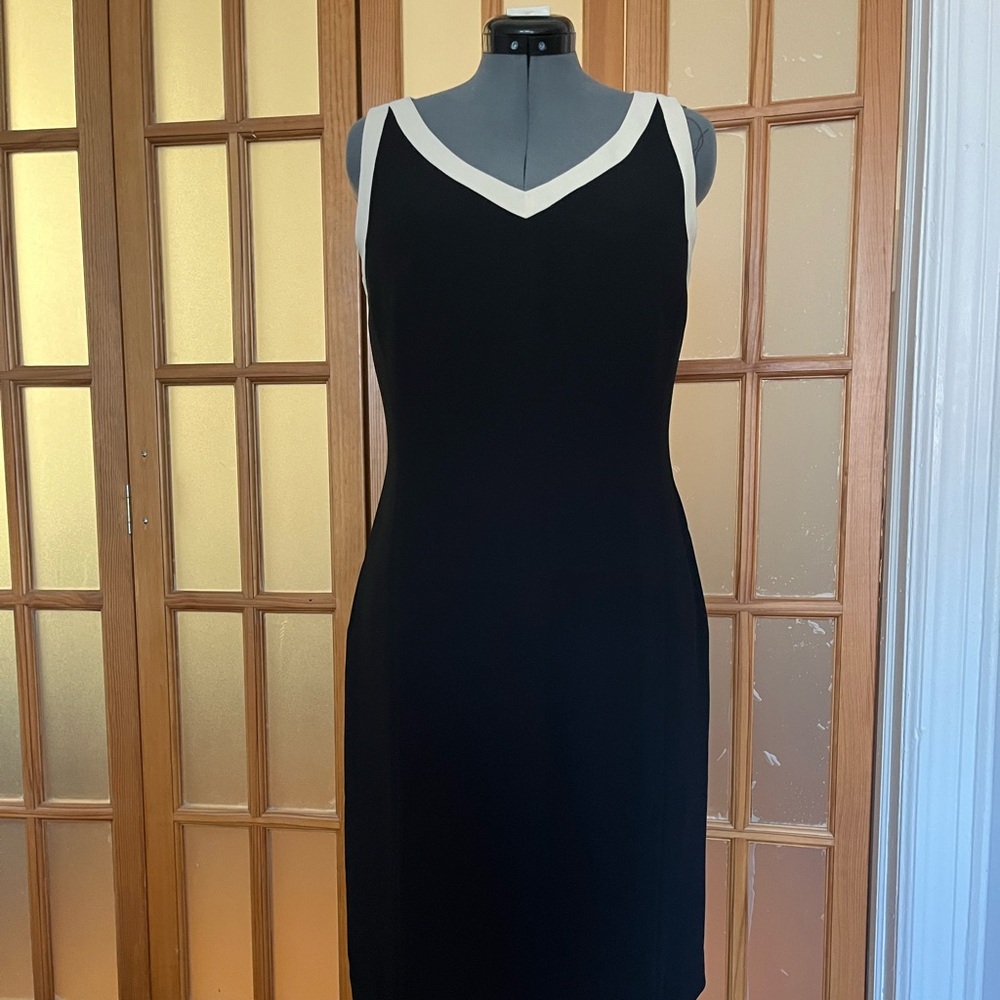 NWT LOFT Black Shift Dress with White Trim